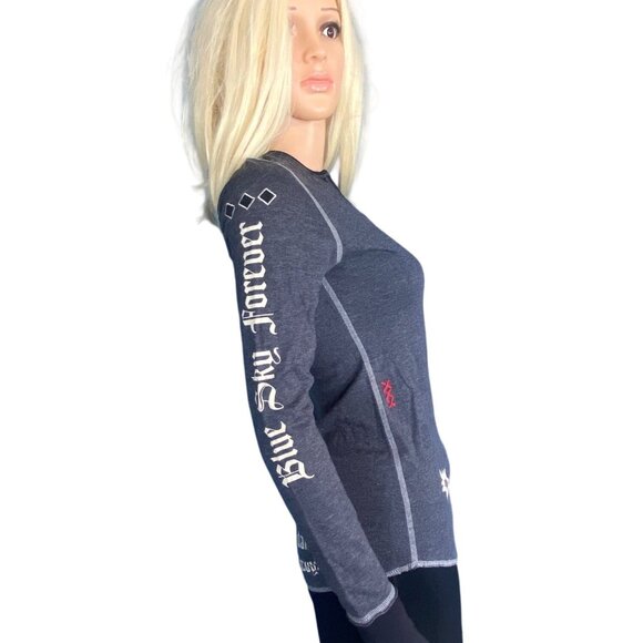 Alp-n-Rock Aspen 'Blue Sky Forever' Henley Small Gray Embroidered RARE HTF** - Picture 10 of 14